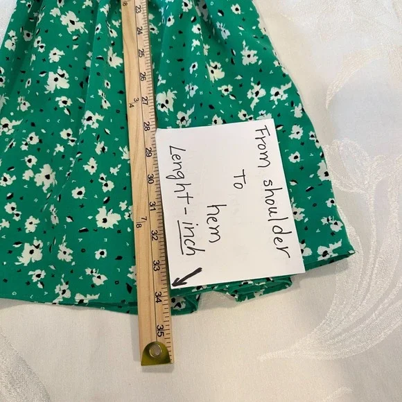 Karl Lagerfeld Paris Size-4 Green Floral Shirt Dress Long Sleeve Ruffle Zip - Picture 6 of 16